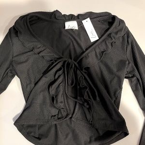 Open Front Long Sleeve With Tie